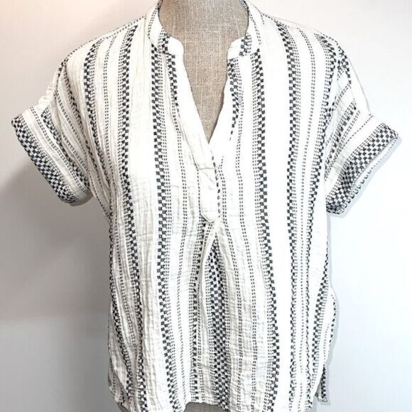 NWOT Madewell Lightspun Lakeline Popover Shirt Jacquard Sz XXS - Picture 5 of 11